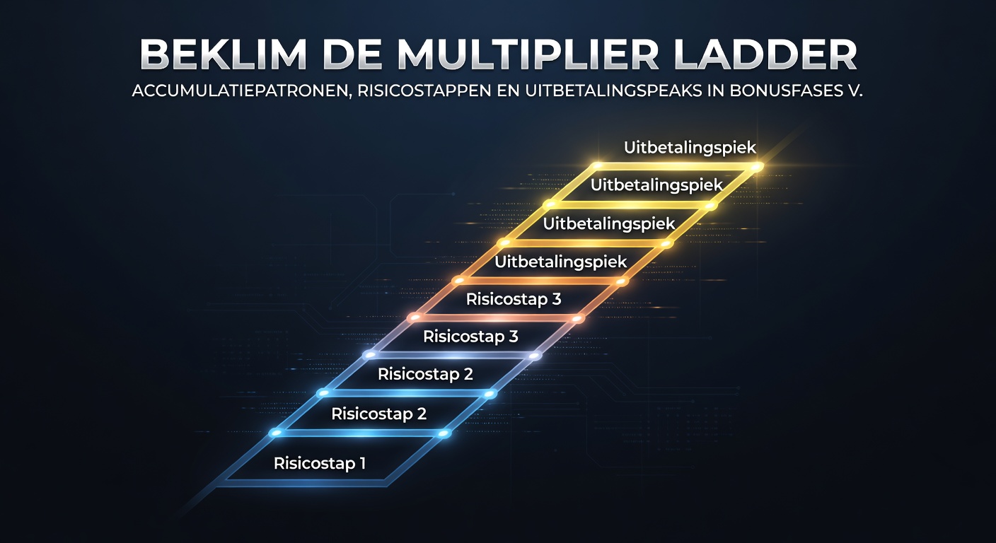 Spannende risicostap op een multiplier ladder, met een speler op het randje van een grote uitbetaling in een videoslot bonus