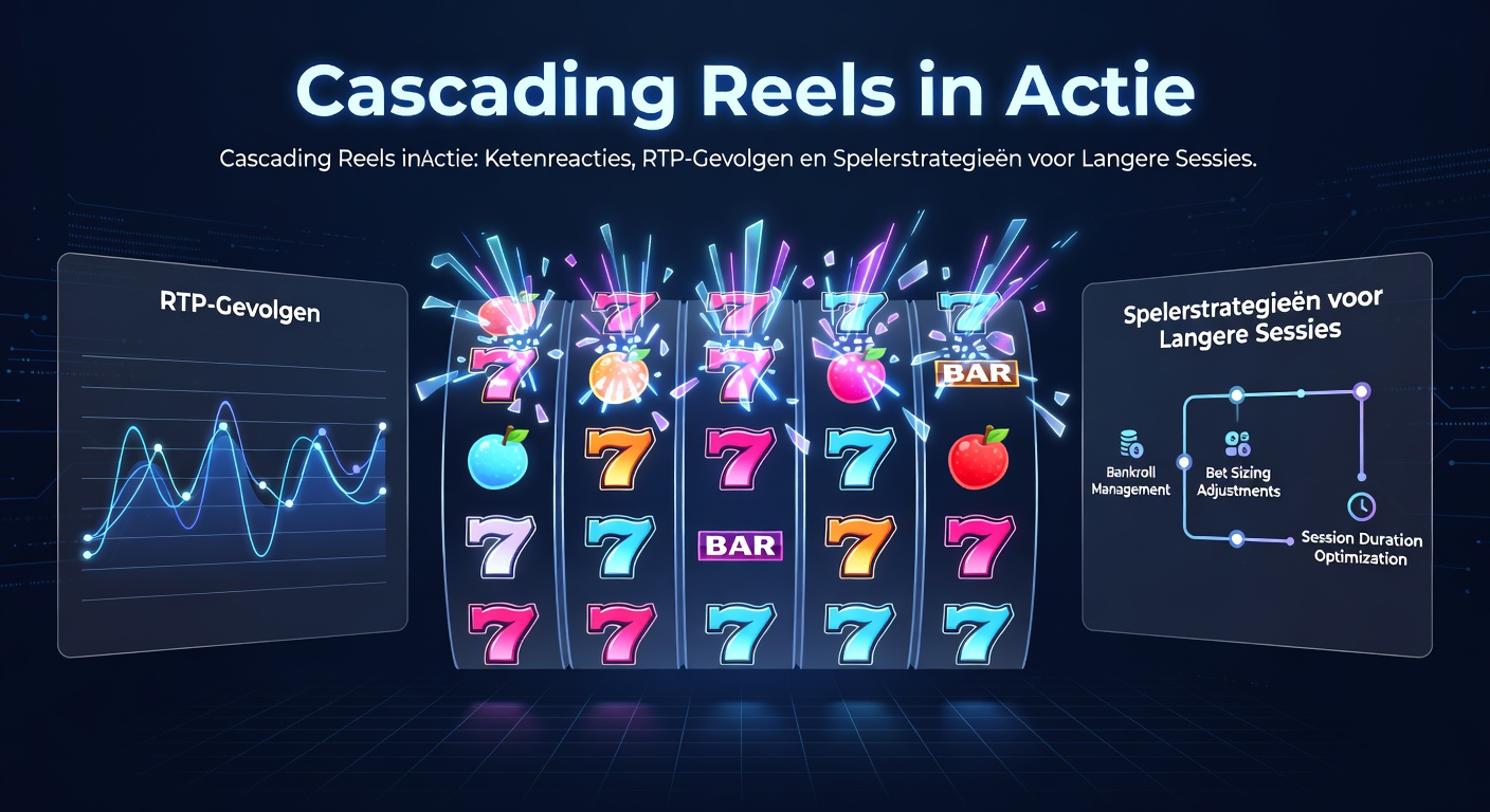 Animatie van cascading reels waarbij winnende symbolen exploderen en nieuwe symbolen invallen voor ketenreacties in een online gokkast