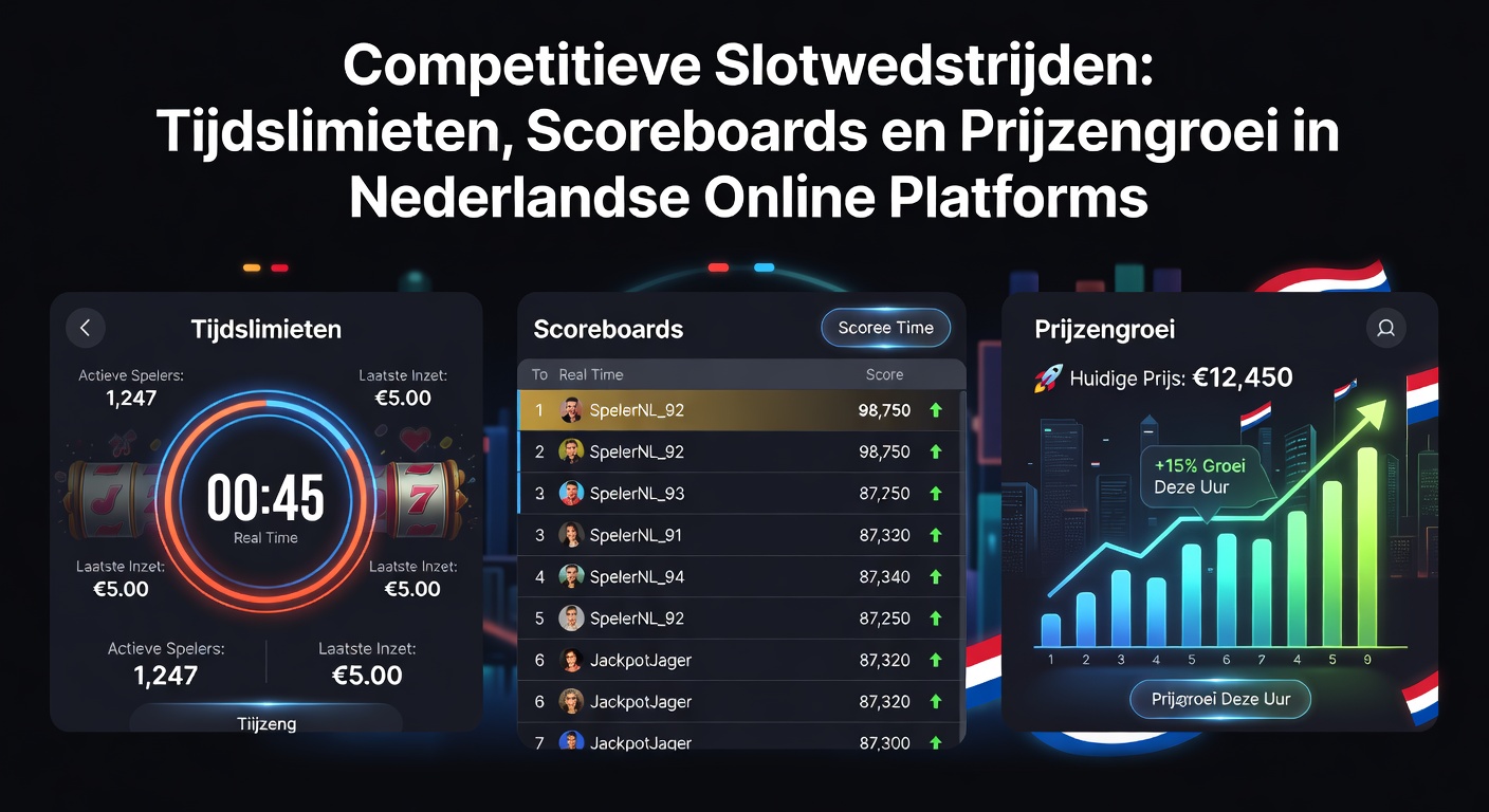 Schermafbeelding van een competitief slottoernooi met real-time scoreboard en tijdslimiet in een Nederlands online casino