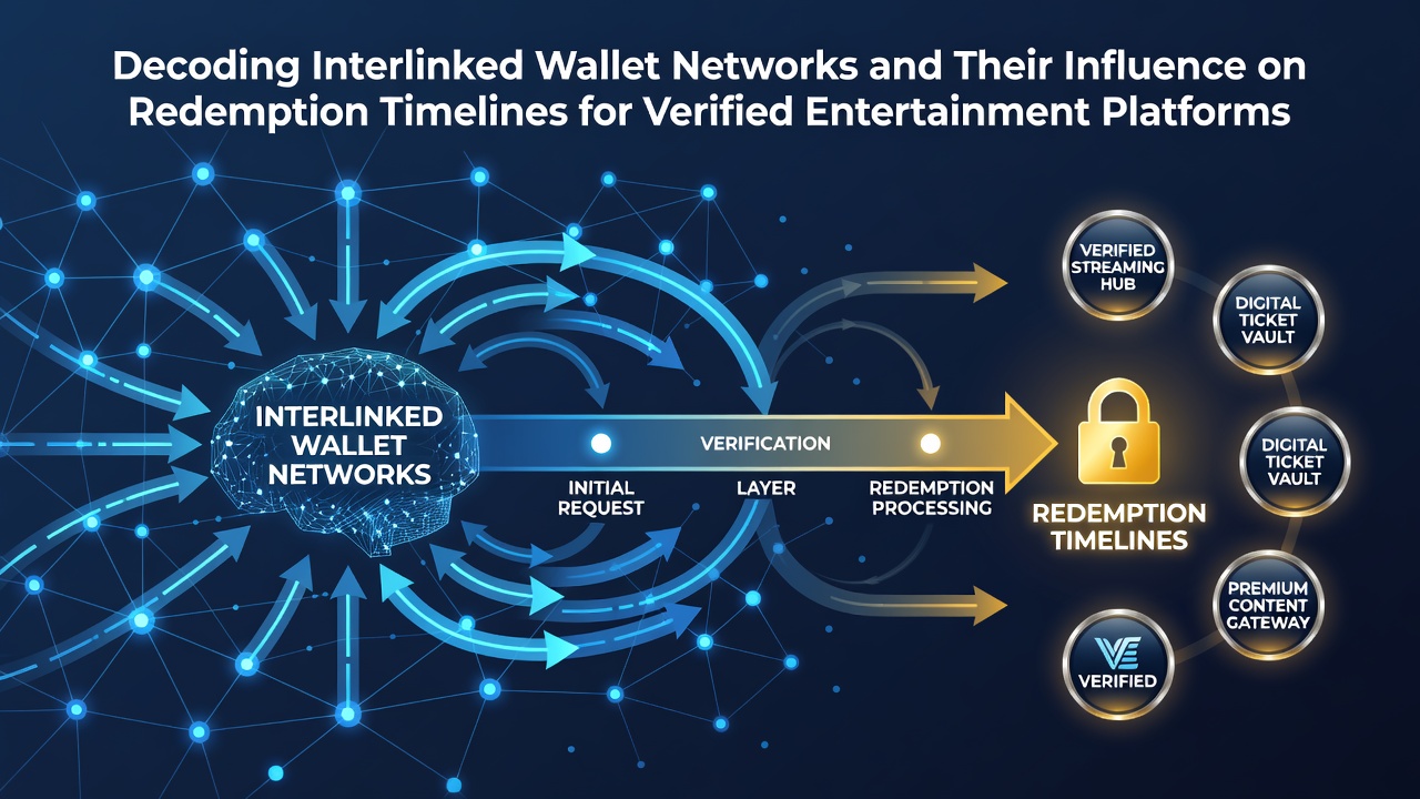 Netwerkvisualisatie van interlinked digitale wallets met verbindingen tussen entertainmentplatforms en betaalsystemen