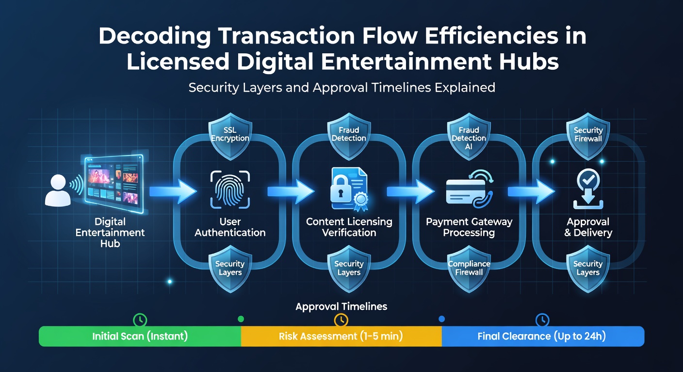 Overzicht van beveiligde transactiestromen in digitale entertainmentplatforms met focus op goedkeuringsprocessen