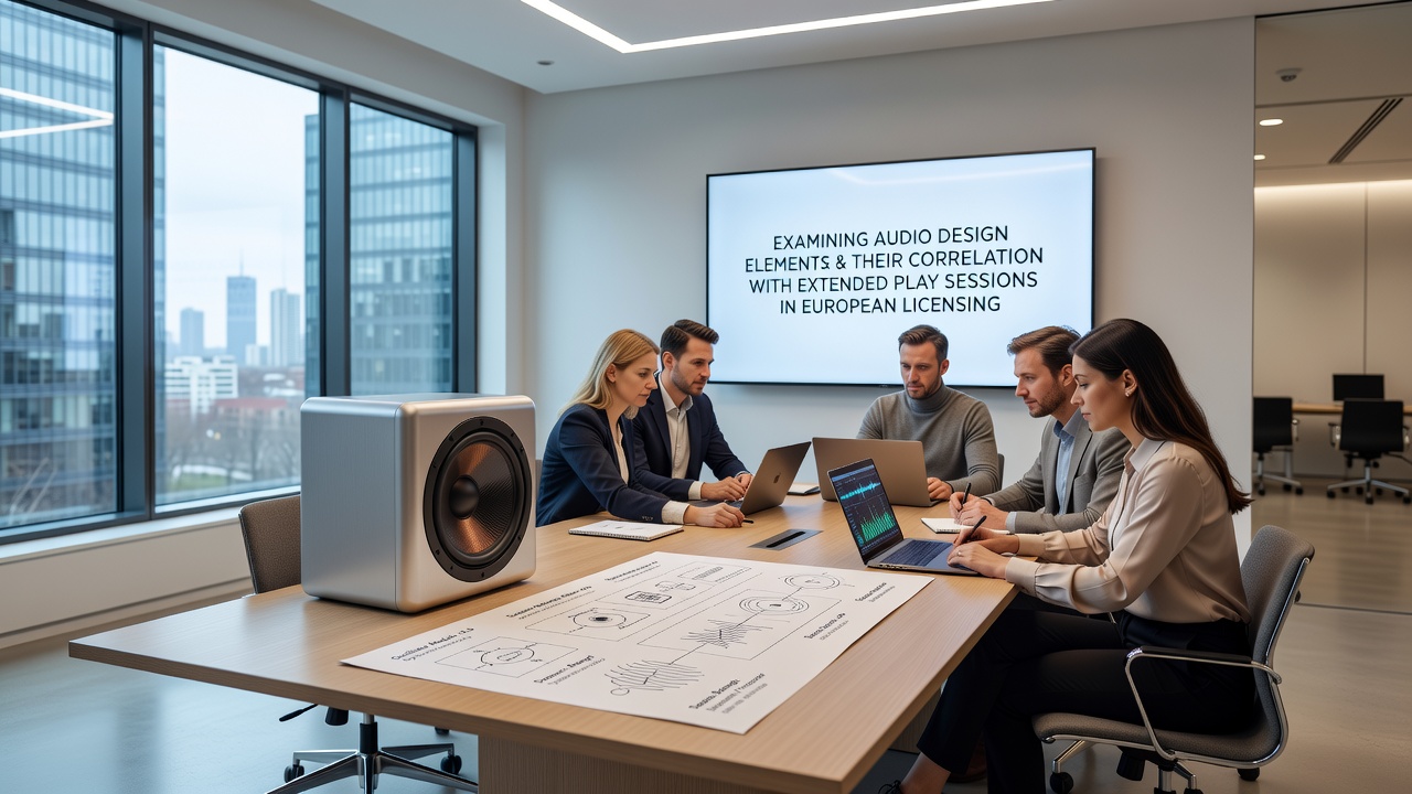 Grafiek die audiodesign-elementen koppelt aan sessieduur in Europese casino's