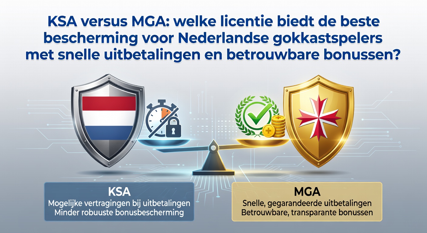 Vergelijking van KSA en MGA licenties met focus op spelerbescherming, uitbetalingen en bonussen voor Nederlandse gokkastspelers