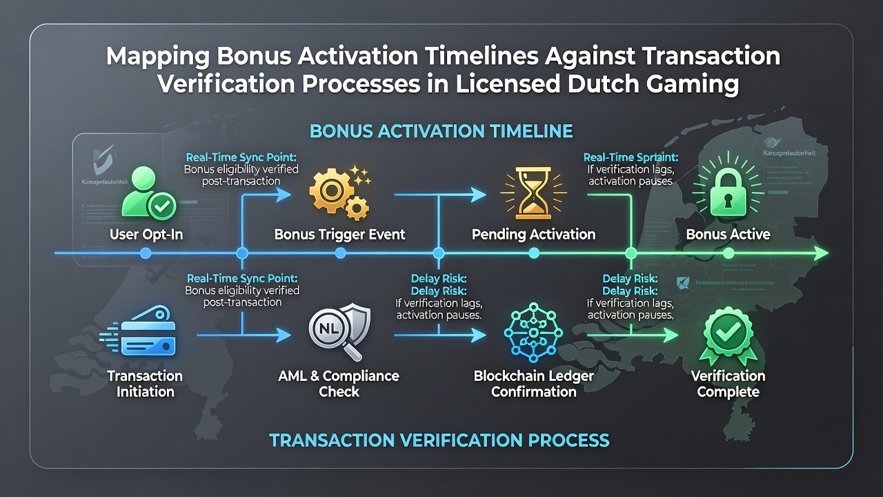 Diagram dat bonusactiveringstijden koppelt aan verificatiestappen in Nederlandse casinos
