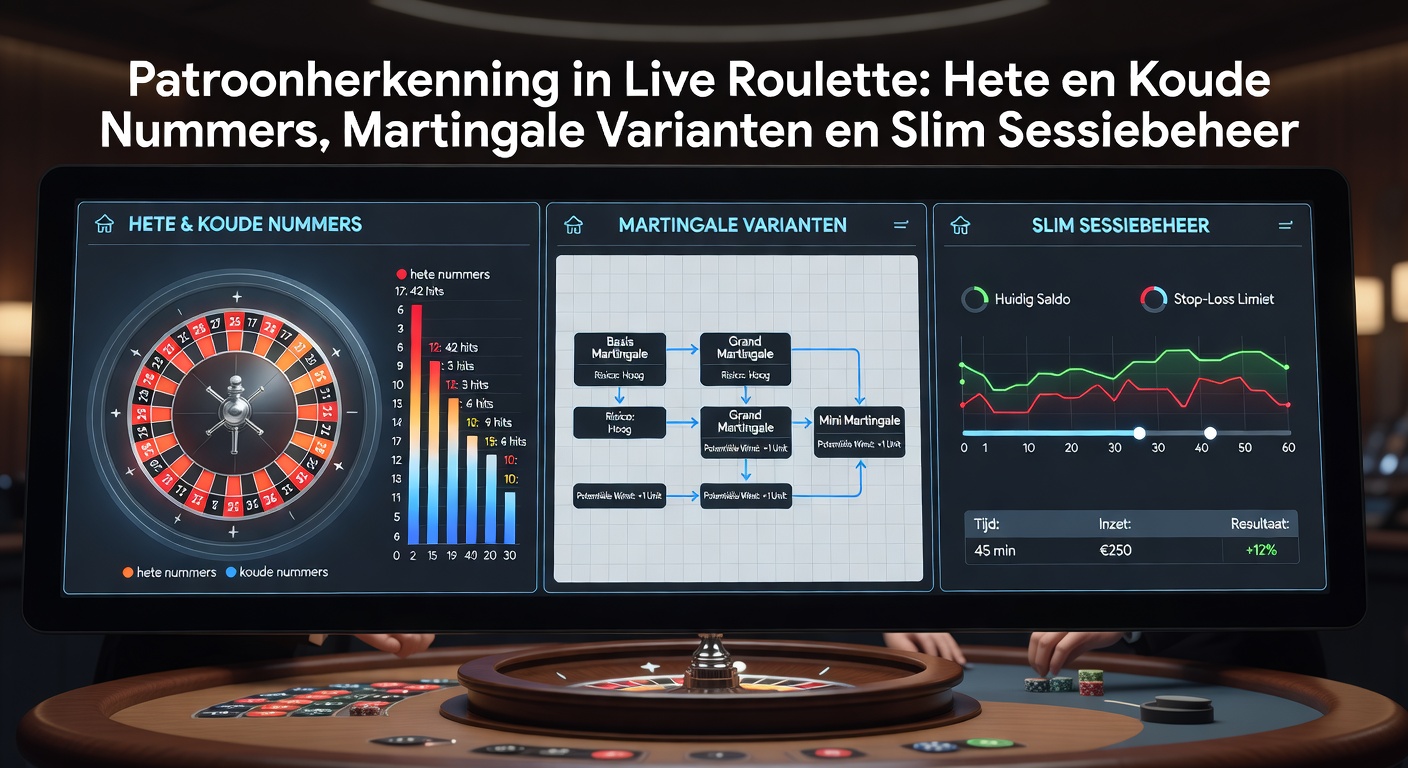 Grafiek met Martingale progressie en sessiecurves voor hete nummers in live roulette, inclusief bankrollgrafieken
