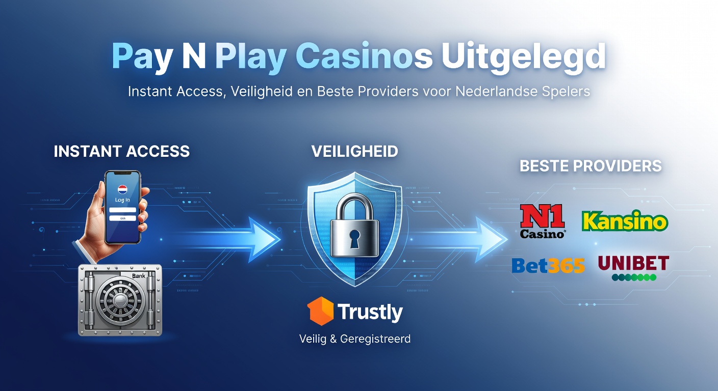 Schermafbeelding van een Pay N Play casino met directe inlog via bankapp, inclusief slots en live games