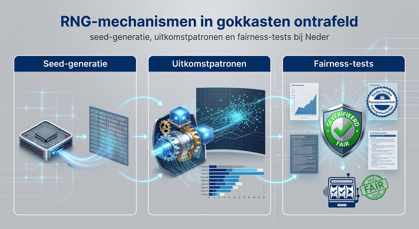 Grafiek met uitkomstpatronen en fairness-testresultaten van RNG in Nederlandse gokkasten
