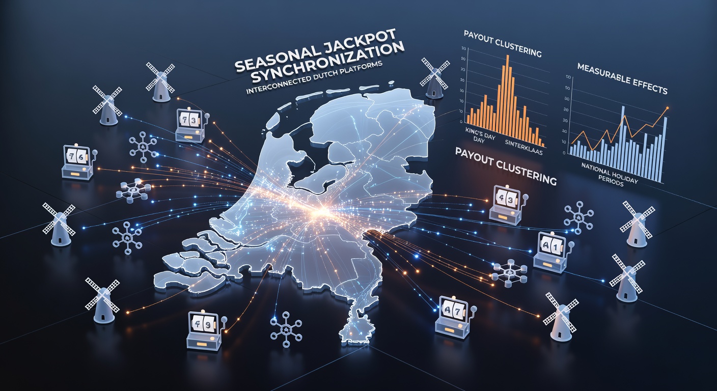 Overzicht van onderling verbonden Nederlandse gokplatforms met gesynchroniseerde jackpotdisplays tijdens feestperiodes