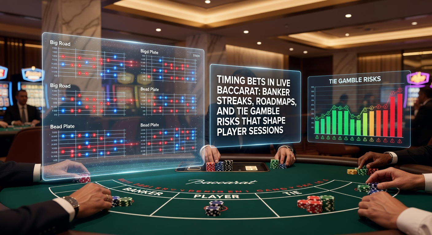 Detail van baccarat roadmaps met big road, bead plate en streak indicatoren op een live tafel scherm