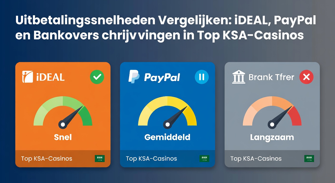 Overzicht van uitbetaalmethoden in KSA-gelicentieerde online casinos met iDEAL, PayPal en bankoverschrijving iconen